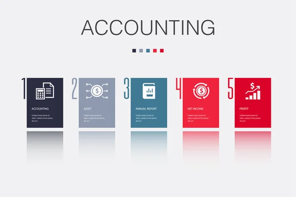 Accounting Asset Annual Report Net Income Profit 아이콘 Infographic Design — 스톡 벡터