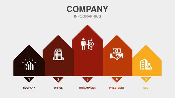 Empresa Oficina Manager Inversión Iconos Ceo Plantilla Diseño Infográfico Concepto — Vector de stock