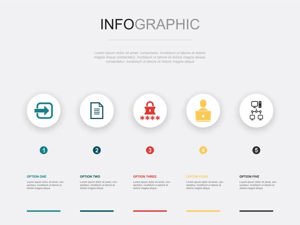 패스워드 사용자 인트라넷 아이콘 Infographic Design Template 단계가 크리에이티브 — 스톡 벡터
