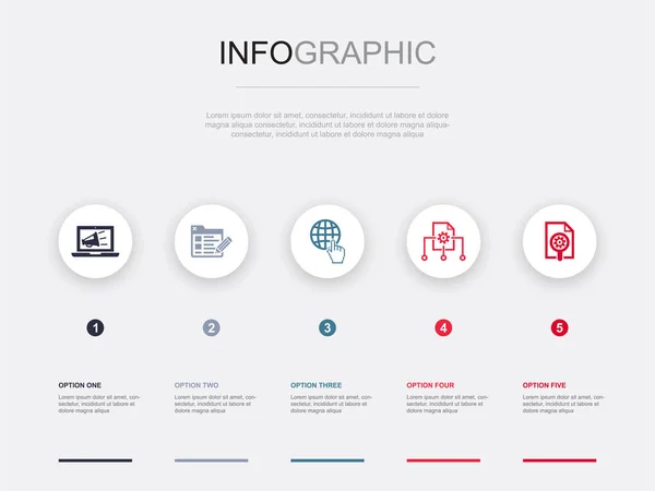 Digitales Marketing Blog Internet Content Management Marketingforschung Symbole Infografik Design — Stockvektor