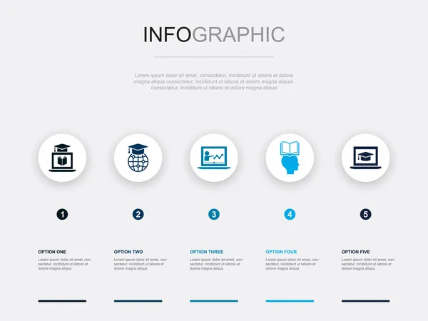 Fernstudium Online Bildung Webinar Lernprozess Erlernen Von Symbolen Infografik Design — Stockvektor