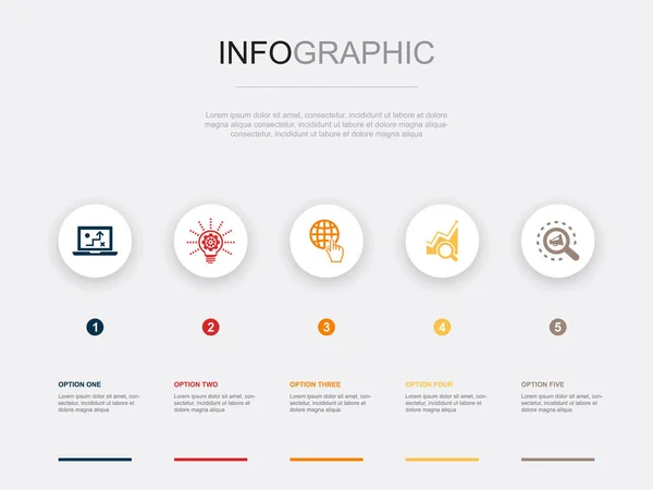 Цифровая Стратегия Инновации Интернет Seo Sem Иконки Инфографический Шаблон Дизайна — стоковый вектор