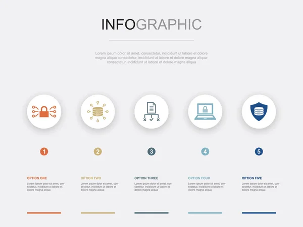 Gdpr Δεδομένα Ρύθμιση Δεδομένων Privacy Εικονίδια Προστασίας Δεδομένων Infographic Design — Διανυσματικό Αρχείο