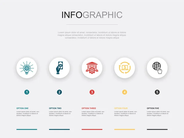 Innovación Pago Banca Economía Digital Iconos Internet Infographic Design Template — Vector de stock