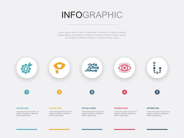 Cél Beállítás Álom Nagy Akció Látás Terv Ikonok Infographic Design — Stock Vector