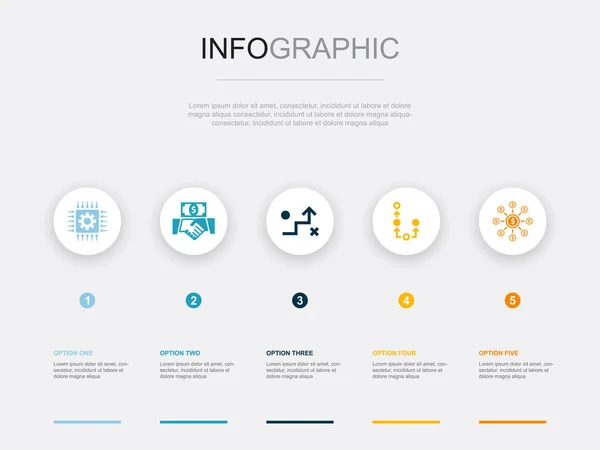 Technologie Investitionen Strategie Plan Finanzierung Symbole Infografik Design Vorlage Kreatives — Stockvektor