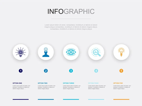 Innovation Inspiration Vision Analyse Icônes Créativité Modèle Conception Infographique Concept — Image vectorielle