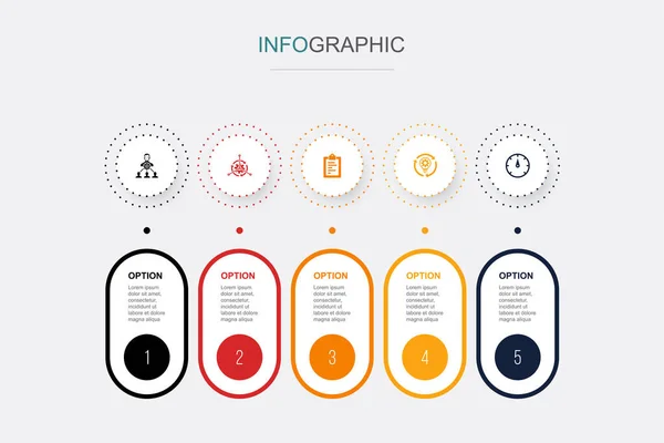 Verwaltung Kontrolle Metriken Verbesserung Indikatorsymbole Infografik Design Vorlage Kreatives Konzept — Stockvektor