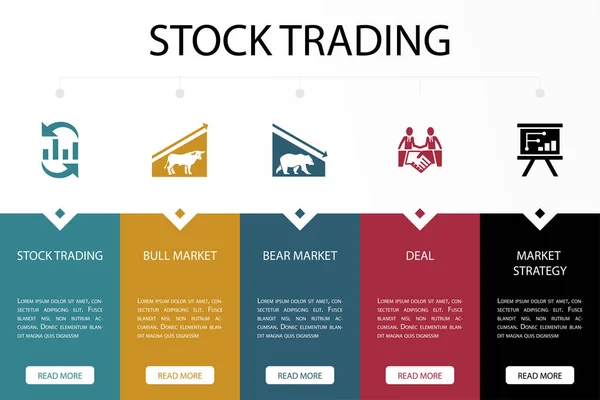 Tőzsde Bika Piac Medve Piac Üzlet Piaci Stratégia Ikonok Infographic — Stock Vector
