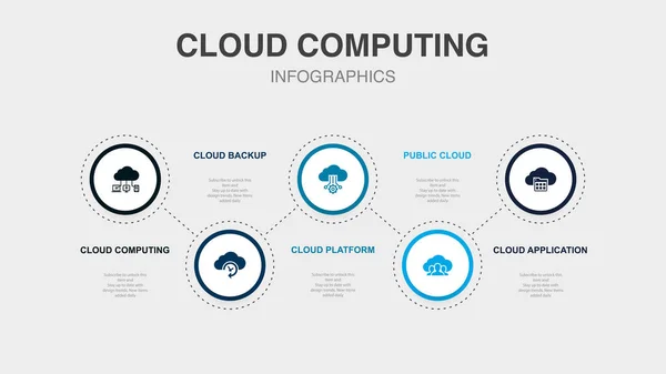 Cloud Computing Sauvegarde Plate Forme Cloud Public Icônes Application Cloud — Image vectorielle
