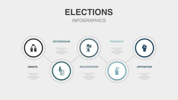 Debata Referendum Inauguracja Przewodniczący Ikony Opozycji Szablon Projektu Infograficznego Koncepcja — Wektor stockowy