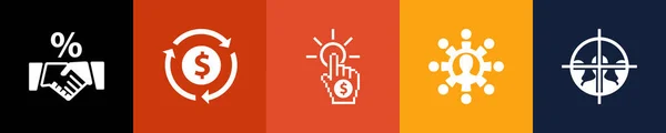 Ikony Marketingu Partnerskiego Szablon Projektu Infograficznego Koncepcja Kreatywna Wariantami — Wektor stockowy