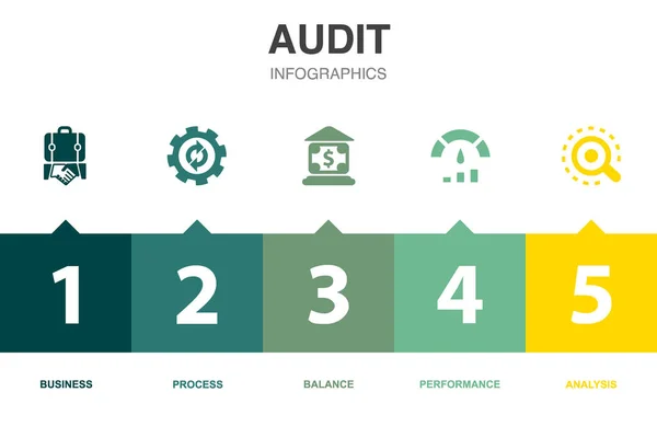 Audit Symbole Infografik Design Vorlage Kreatives Konzept Mit Schritten — Stockvektor