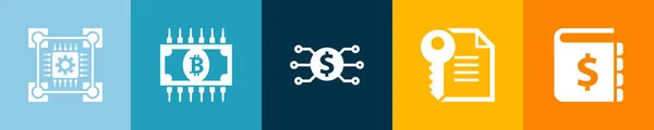 Ícones Tecnologia Blockchain Modelo Design Infográfico Conceito Criativo Com Opções — Vetor de Stock