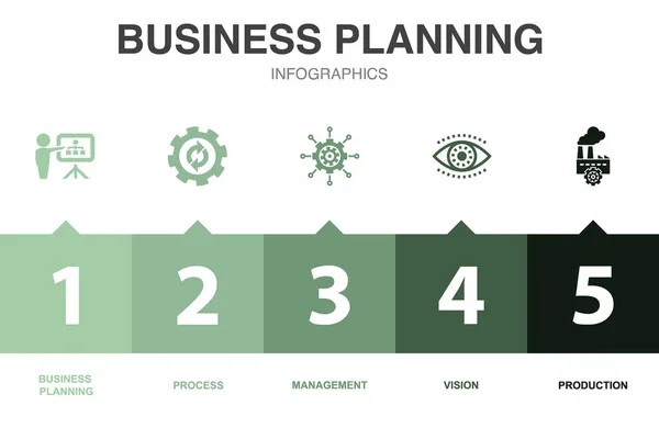 Ícones Planejamento Negócios Modelo Design Infográfico Conceito Criativo Com Opções — Vetor de Stock