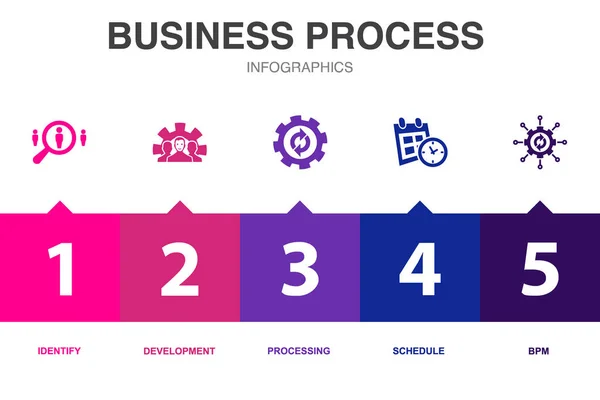 Business Process Icons Infographic Design Template Creative Concept Options — Stock Vector
