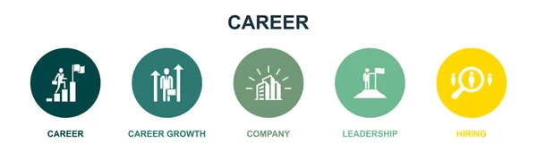Karriere Karrierewachstum Unternehmen Führung Einstellung Symbole Infografik Design Vorlage Kreatives — Stockvektor