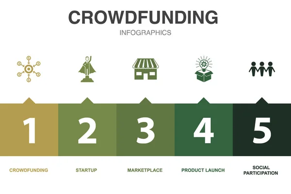 stock vector crowdfunding icons Infographic design template. Creative concept with 5 steps