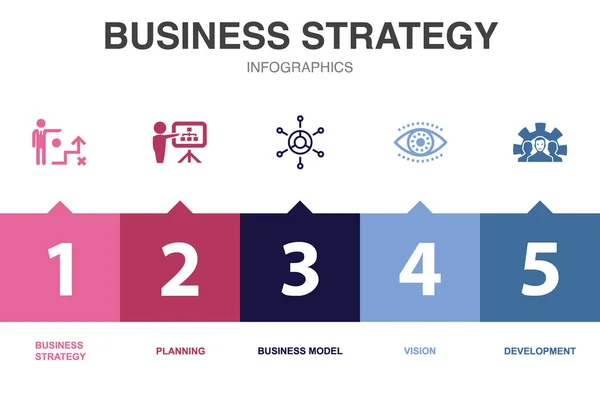 Εικονίδια Επιχειρηματική Στρατηγική Infographic Πρότυπο Σχεδιασμού Δημιουργική Ιδέα Επιλογές — Διανυσματικό Αρχείο