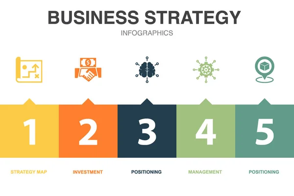 Εικονίδια Επιχειρηματική Στρατηγική Infographic Πρότυπο Σχεδιασμού Δημιουργική Ιδέα Βήματα — Διανυσματικό Αρχείο
