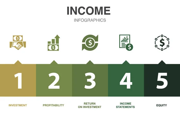 Icone Reddito Modello Progettazione Infografica Concetto Creativo Con Opzioni — Vettoriale Stock