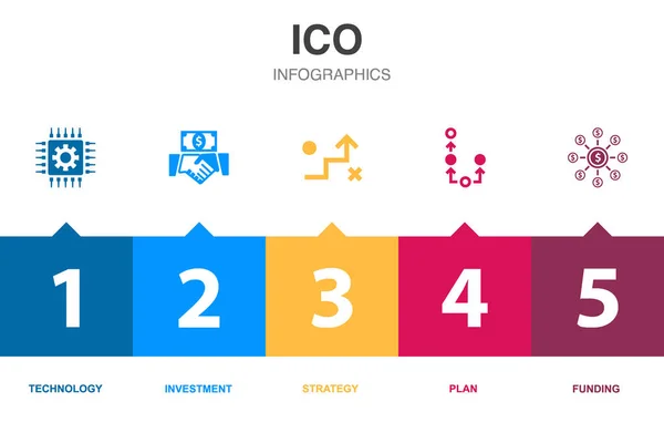 Ico 아이콘 Infographic Design Template 단계가 크리에이티브 — 스톡 벡터