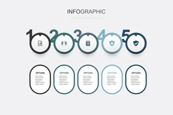 Vereinbarung Kommunikation Recht Schutz Sichere Symbole Infografik Design Vorlage Kreatives — Stockvektor