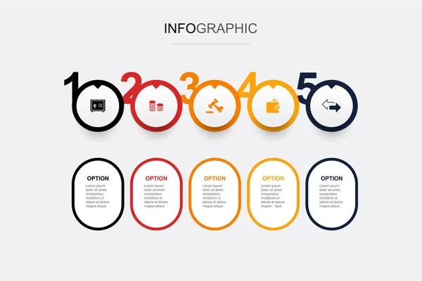 Banksafe Münzen Auktion Brieftasche Wechselsymbole Infografik Design Vorlage Kreatives Konzept — Stockvektor