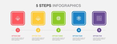 BTMM, bilim, teknoloji, mühendislik, matematik ikonları Infographic tasarım şablonu. 5 seçenekli yaratıcı konsept