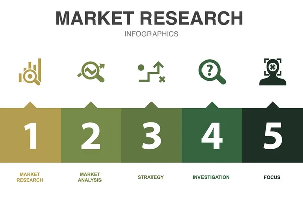 Iconos Investigación Mercado Plantilla Diseño Infográfico Concepto Creativo Con Opciones — Vector de stock