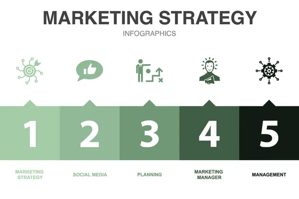Iconos Estrategia Marketing Plantilla Diseño Infográfico Concepto Creativo Con Pasos — Vector de stock