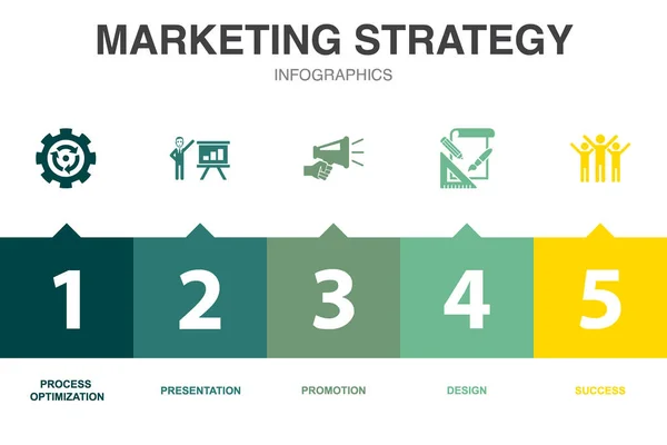 Iconos Estrategia Marketing Plantilla Diseño Infográfico Concepto Creativo Con Opciones — Vector de stock