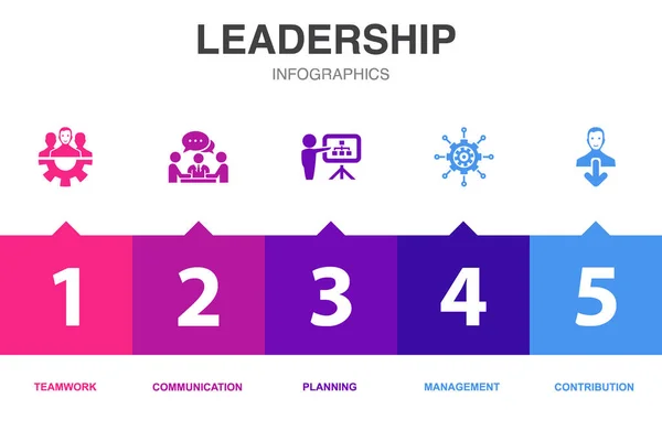 Liderlik Infographic Tasarım Şablonunu Simgeler Seçenekli Yaratıcı Konsept — Stok Vektör