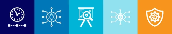 Ikony Zarządzania Projektami Szablon Projektu Infograficznego Kreatywna Koncepcja Krokami — Wektor stockowy