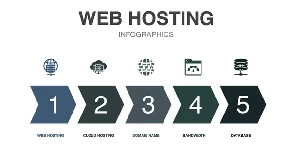 Web Hosting Ícones Infográfico Modelo Design Conceito Criativo Com Passos — Vetor de Stock