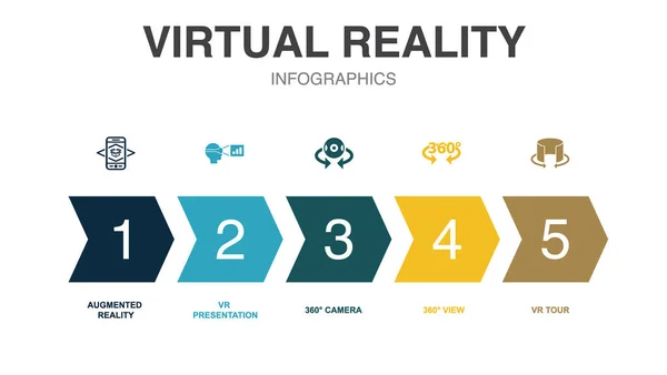 虚拟现实图标Infographic设计模板 具有5个步骤的创意概念 — 图库矢量图片