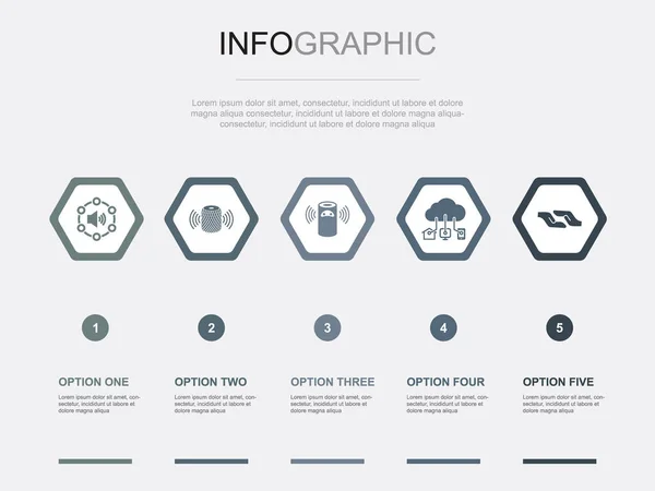Voice Assistant Pictogrammen Infographic Ontwerp Template Creatief Concept Met Stappen — Stockvector
