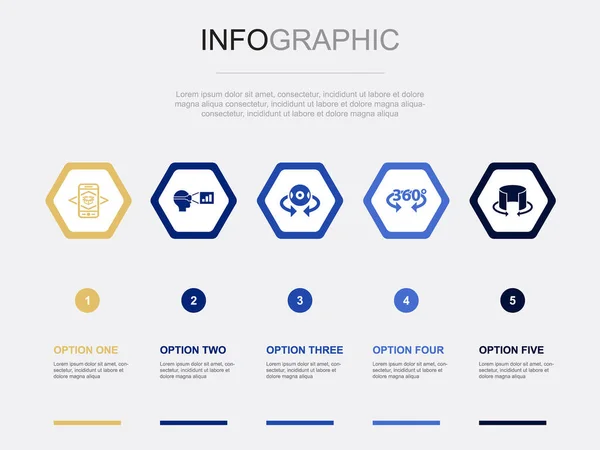 Εικονίδια Εικονικής Πραγματικότητας Infographic Πρότυπο Σχεδιασμού Δημιουργική Ιδέα Επιλογές — Διανυσματικό Αρχείο