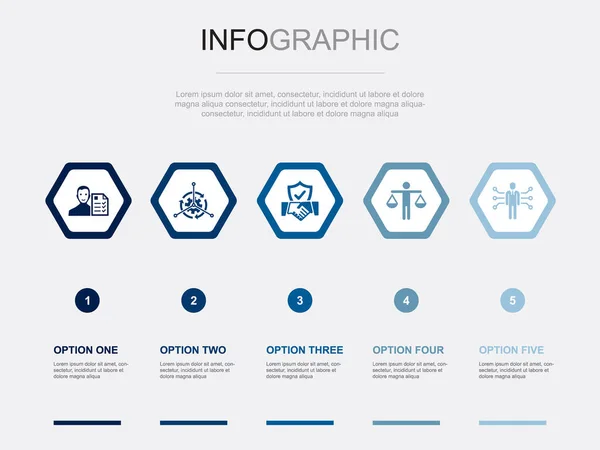 Verantwoordelijkheid Pictogrammen Infographic Design Template Creatief Concept Met Opties — Stockvector