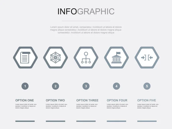 Ícones Regulação Modelo Design Infográfico Conceito Criativo Com Opções —  Vetores de Stock