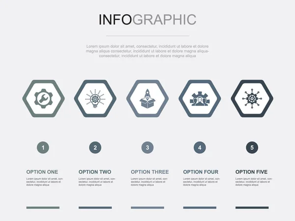 Ícones Produto Modelo Design Infográfico Conceito Criativo Com Opções — Vetor de Stock