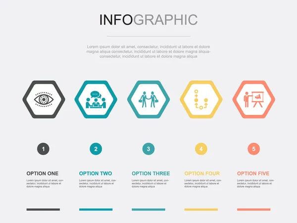 Strategische Pictogrammen Infographic Design Template Creatief Concept Met Stappen Stockvector