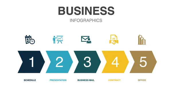 商业图标Infographic设计模板 具有5个选项的创意概念 — 图库矢量图片