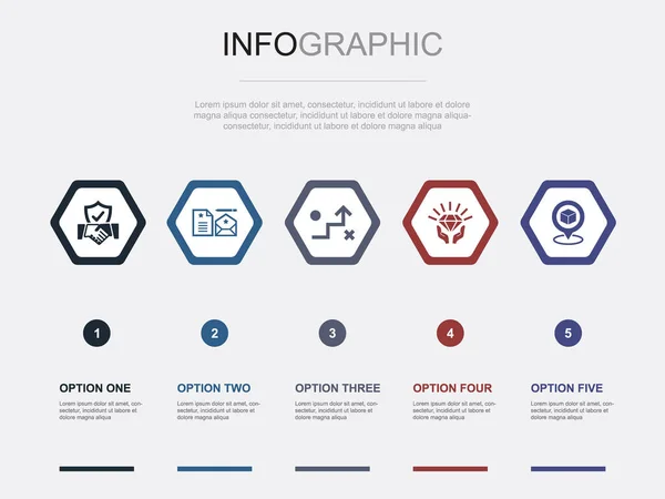 Iconos Marca Plantilla Diseño Infográfico Concepto Creativo Con Opciones — Archivo Imágenes Vectoriales