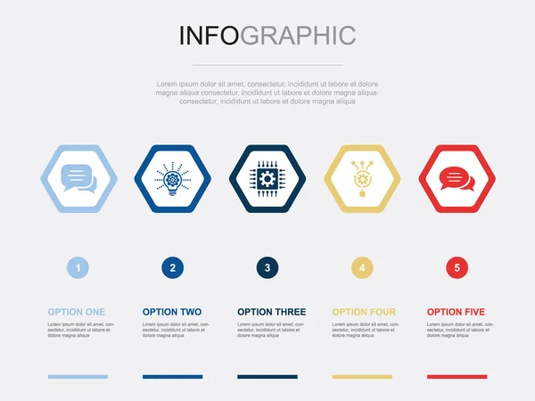 Chatbot Pictogrammen Infographic Design Template Creatief Concept Met Opties — Stockvector