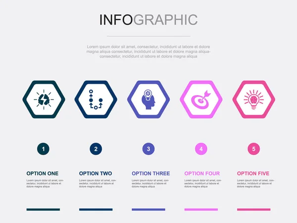 Brainstorming Icons Plantilla Diseño Infográfico Concepto Creativo Con Opciones — Vector de stock