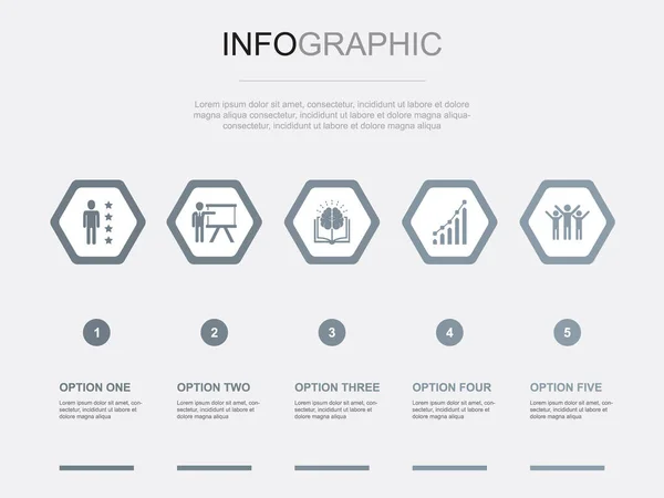辅导图标Infographic设计模板 具有5个选项的创意概念 免版税图库插图