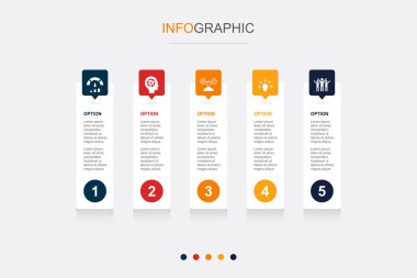 performans, yetenek, tutum, etki, başarı simgeleri Infographic tasarım şablonu. 5 seçenekli yaratıcı konsept