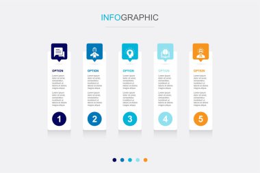 Danışmanlık, Uzmanlık, potansiyel, bilgi, profesyonel ikonlar Infographic tasarım şablonu. 5 seçenekli yaratıcı konsept