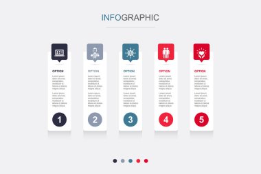 CRM, müşteri, yönetim, ilişki, bakım ikonları Infographic tasarım şablonu. 5 seçenekli yaratıcı konsept